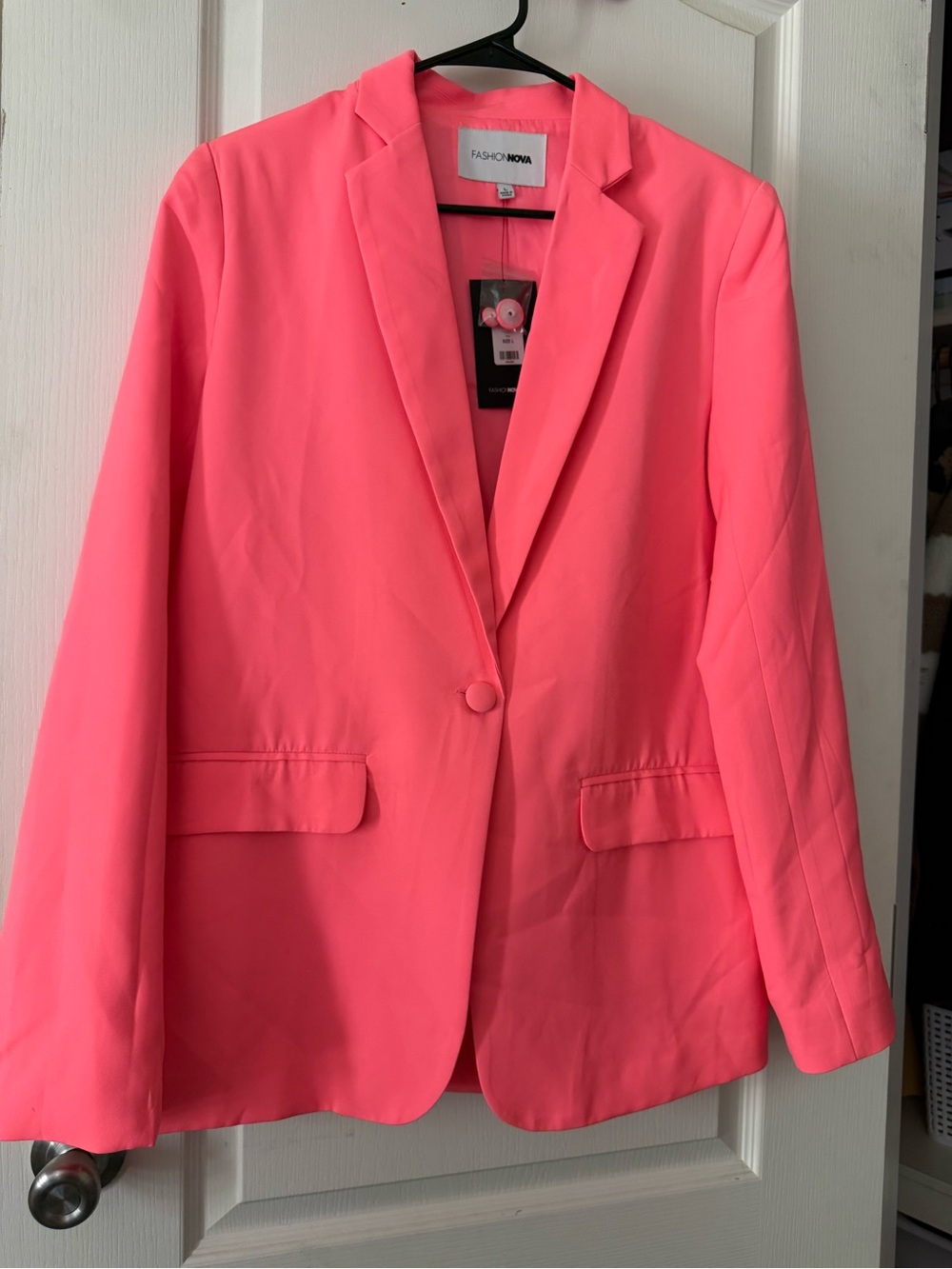 Fashion Nova Neon Pink One-Button Blazer